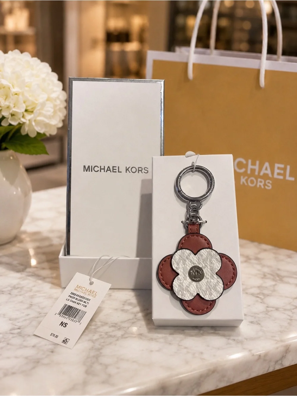 Michael Kors Monogram Bag charm or Key Fob Charm, Leather NIB